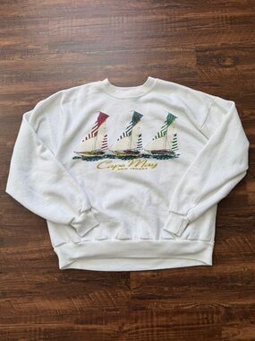 Jerzees Vintage Cape May NJ Sailboat Graphic Sweatshirt